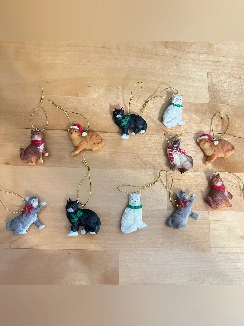 1.5” Cat Ornaments Santa Cat Christmas Ornaments Resin 11 Pieces